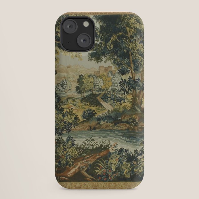 Antique 18th Century Verdure French Aubusson Tapestry iPhone Case