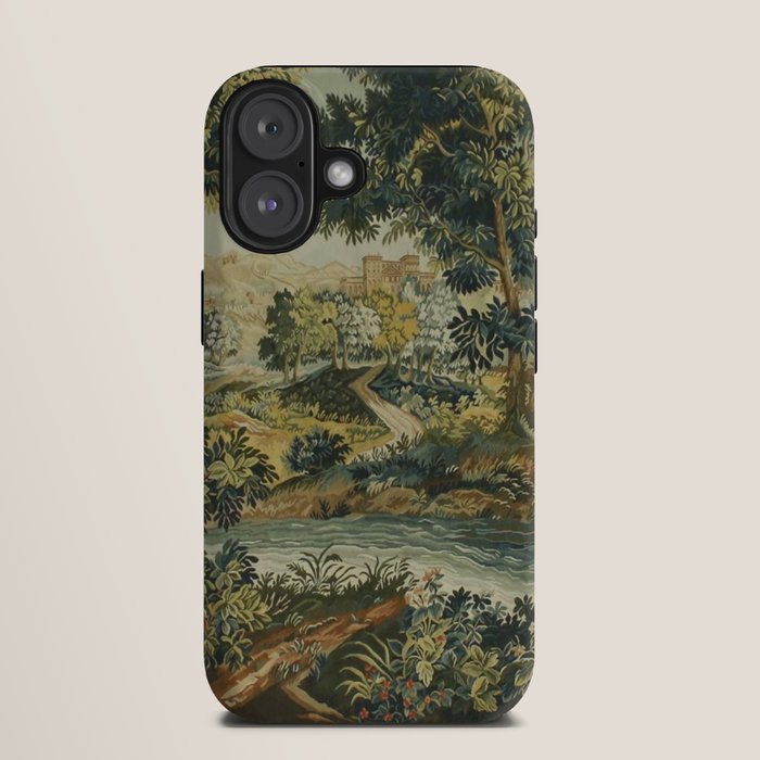 Antique 18th Century Verdure French Aubusson Tapestry iPhone Case