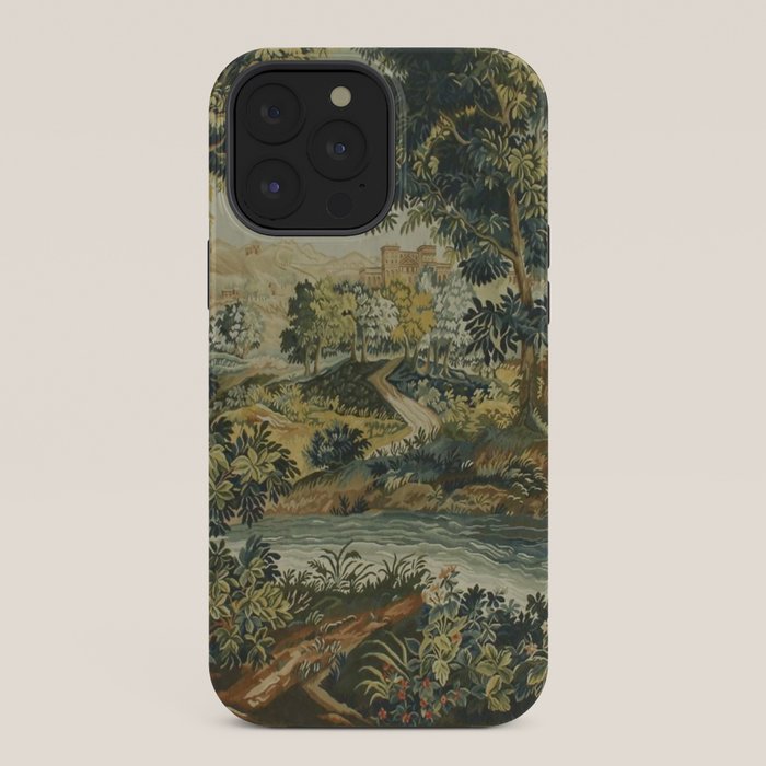 Antique 18th Century Verdure French Aubusson Tapestry iPhone Case