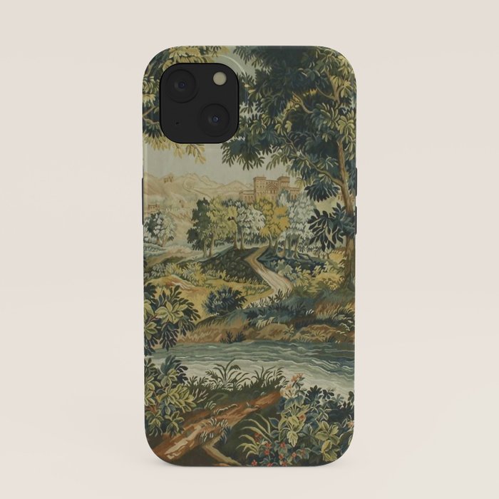 Antique 18th Century Verdure French Aubusson Tapestry iPhone Case