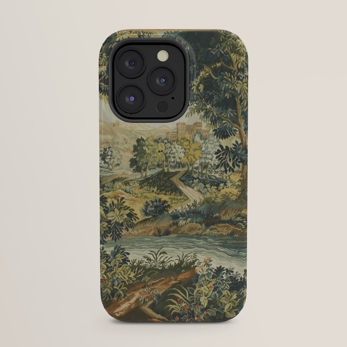 Antique 18th Century Verdure French Aubusson Tapestry iPhone Case