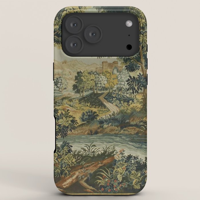 Antique 18th Century Verdure French Aubusson Tapestry iPhone Case