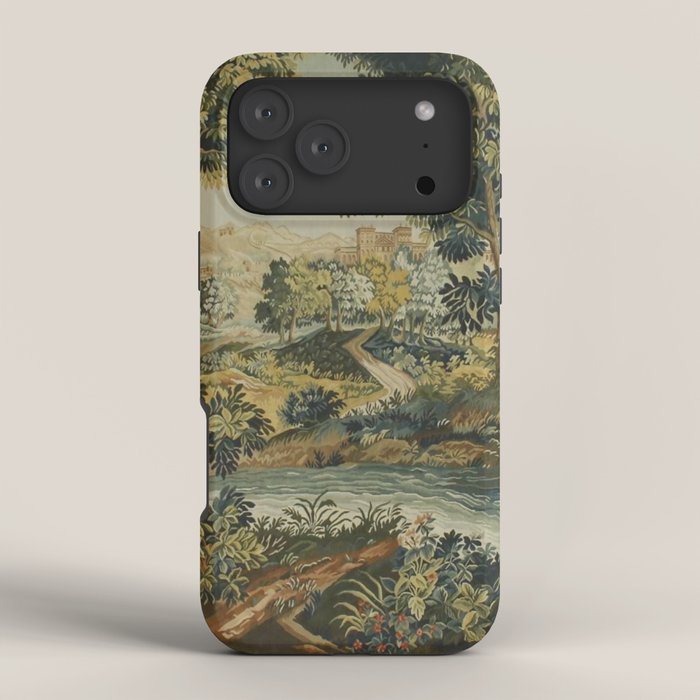 Antique 18th Century Verdure French Aubusson Tapestry iPhone Case