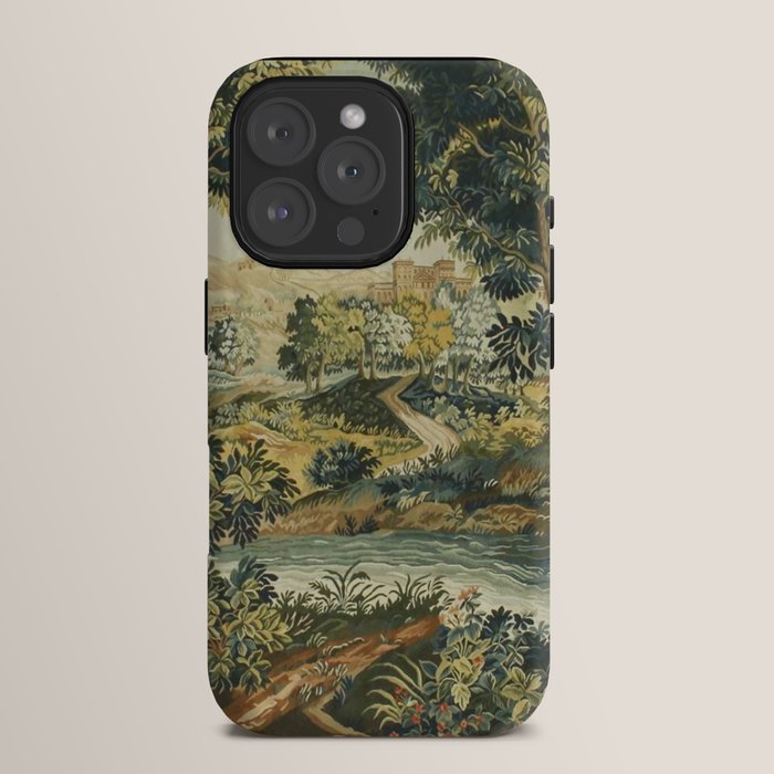 Antique 18th Century Verdure French Aubusson Tapestry iPhone Case