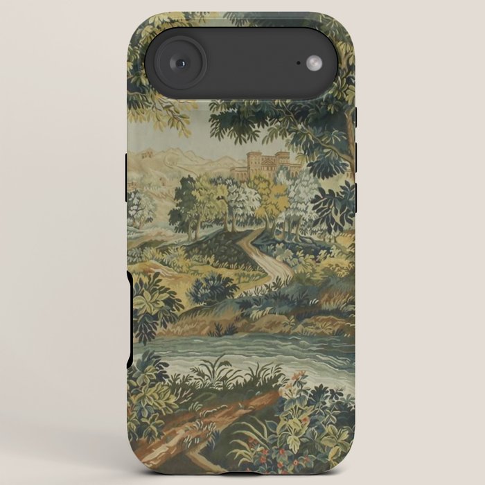 Antique 18th Century Verdure French Aubusson Tapestry iPhone Case