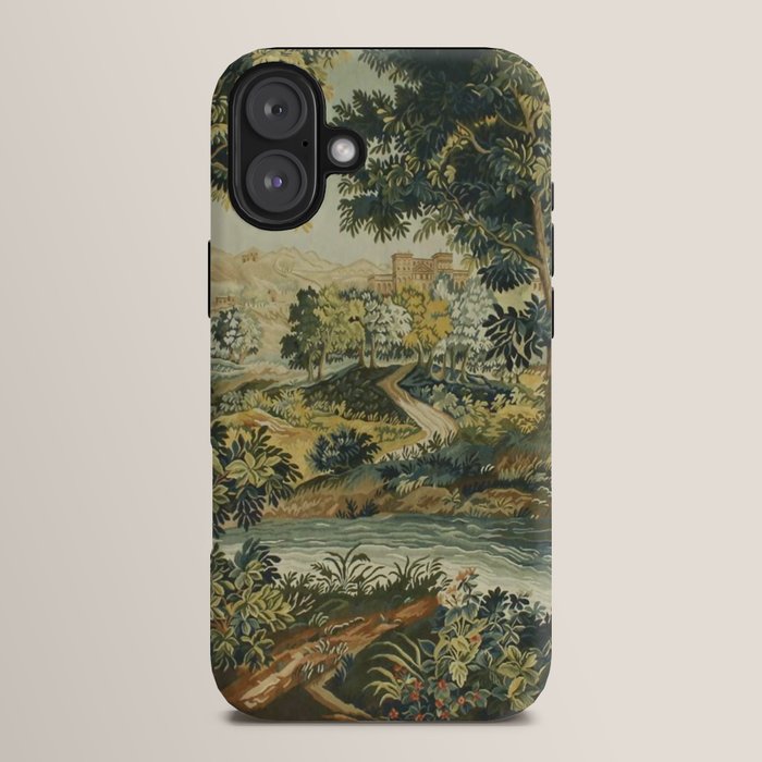 Antique 18th Century Verdure French Aubusson Tapestry iPhone Case