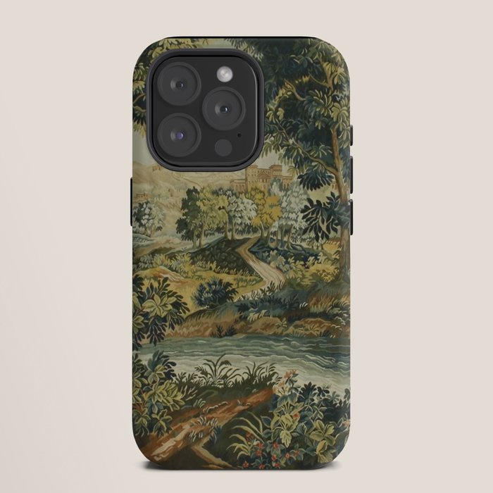 Antique 18th Century Verdure French Aubusson Tapestry iPhone Case