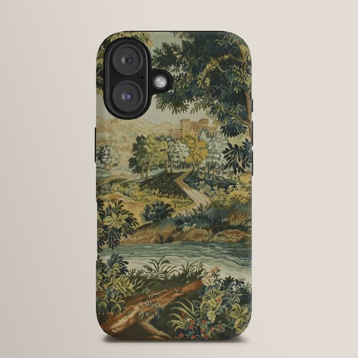 Antique 18th Century Verdure French Aubusson Tapestry iPhone Case