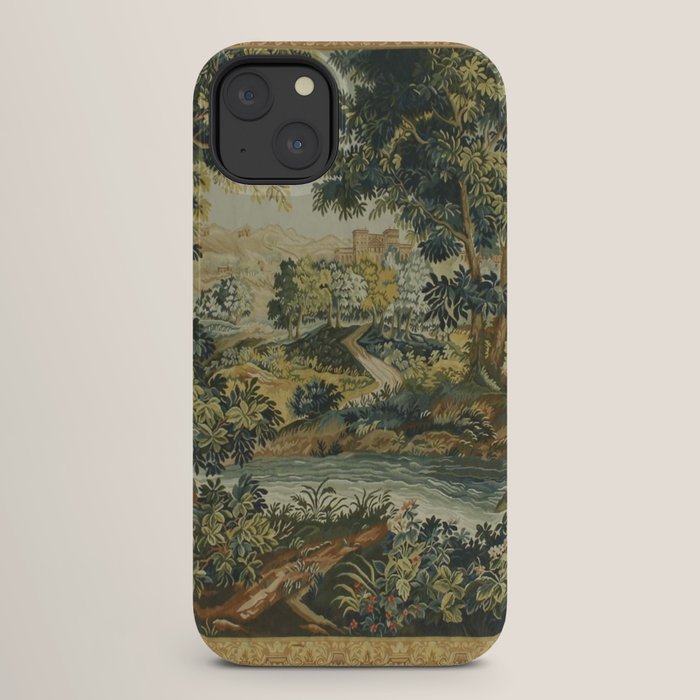 Antique 18th Century Verdure French Aubusson Tapestry iPhone Case
