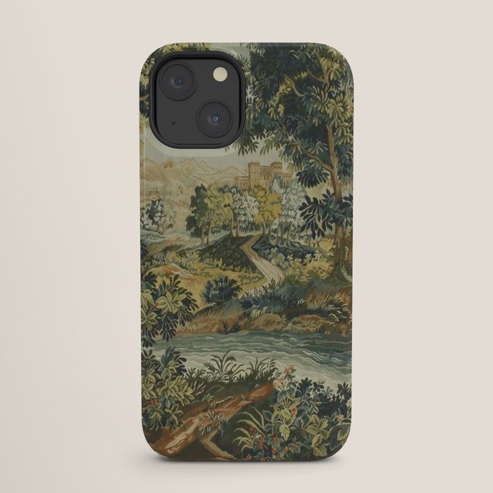 Antique 18th Century Verdure French Aubusson Tapestry iPhone Case