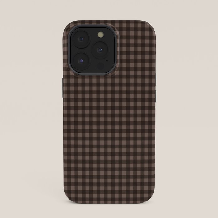 Gingham Plaid Pattern - Earthy Brown iPhone Case