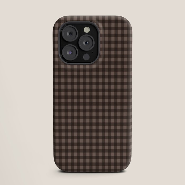 Gingham Plaid Pattern - Earthy Brown iPhone Case