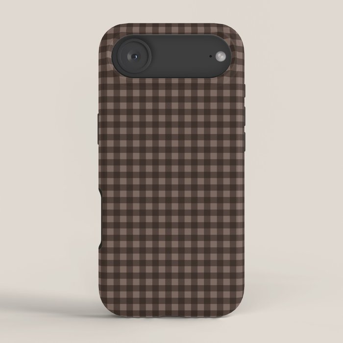 Gingham Plaid Pattern - Earthy Brown iPhone Case