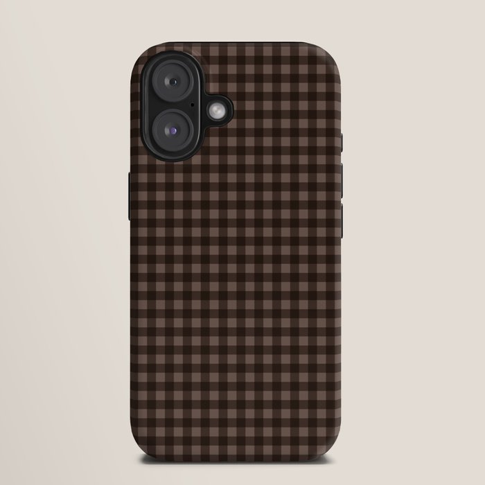 Gingham Plaid Pattern - Earthy Brown iPhone Case
