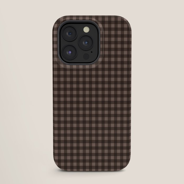 Gingham Plaid Pattern - Earthy Brown iPhone Case