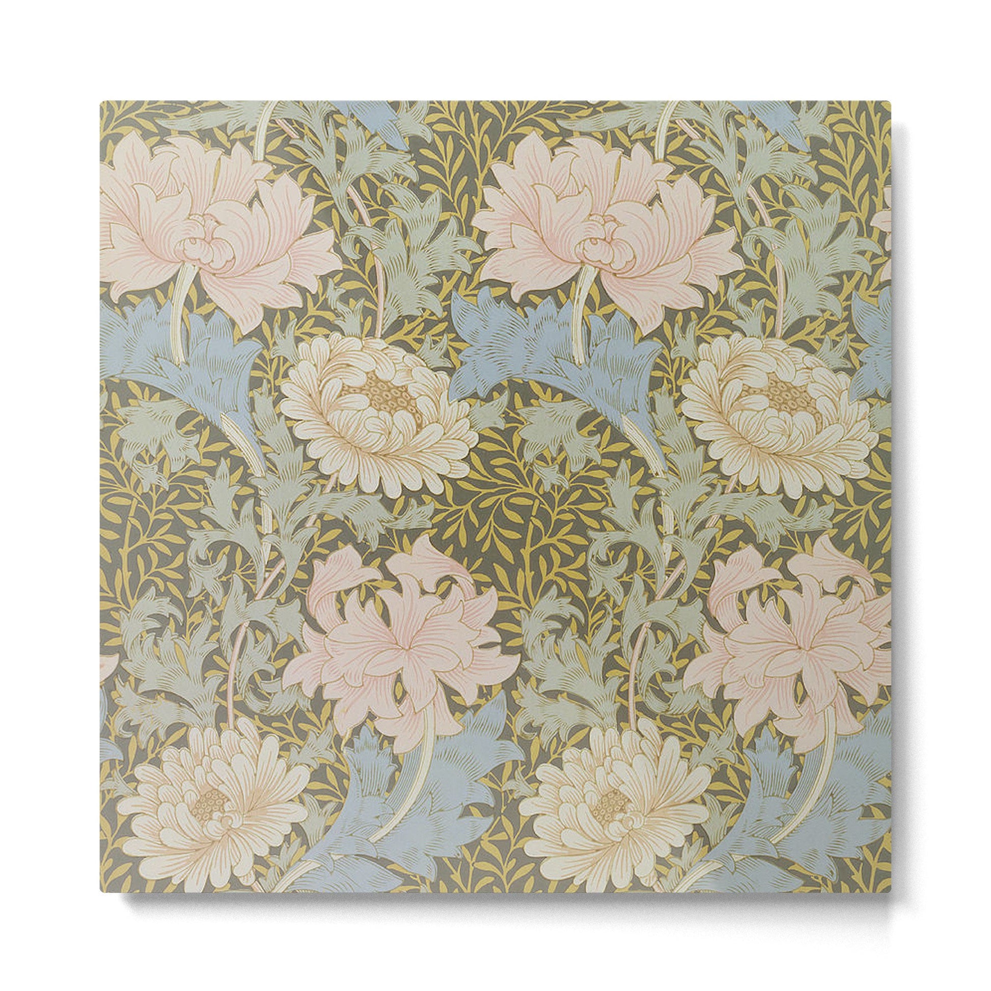 William Morris Vintage Chrysanthemum Pastel Pink Gold Blue 1876  Metal Print