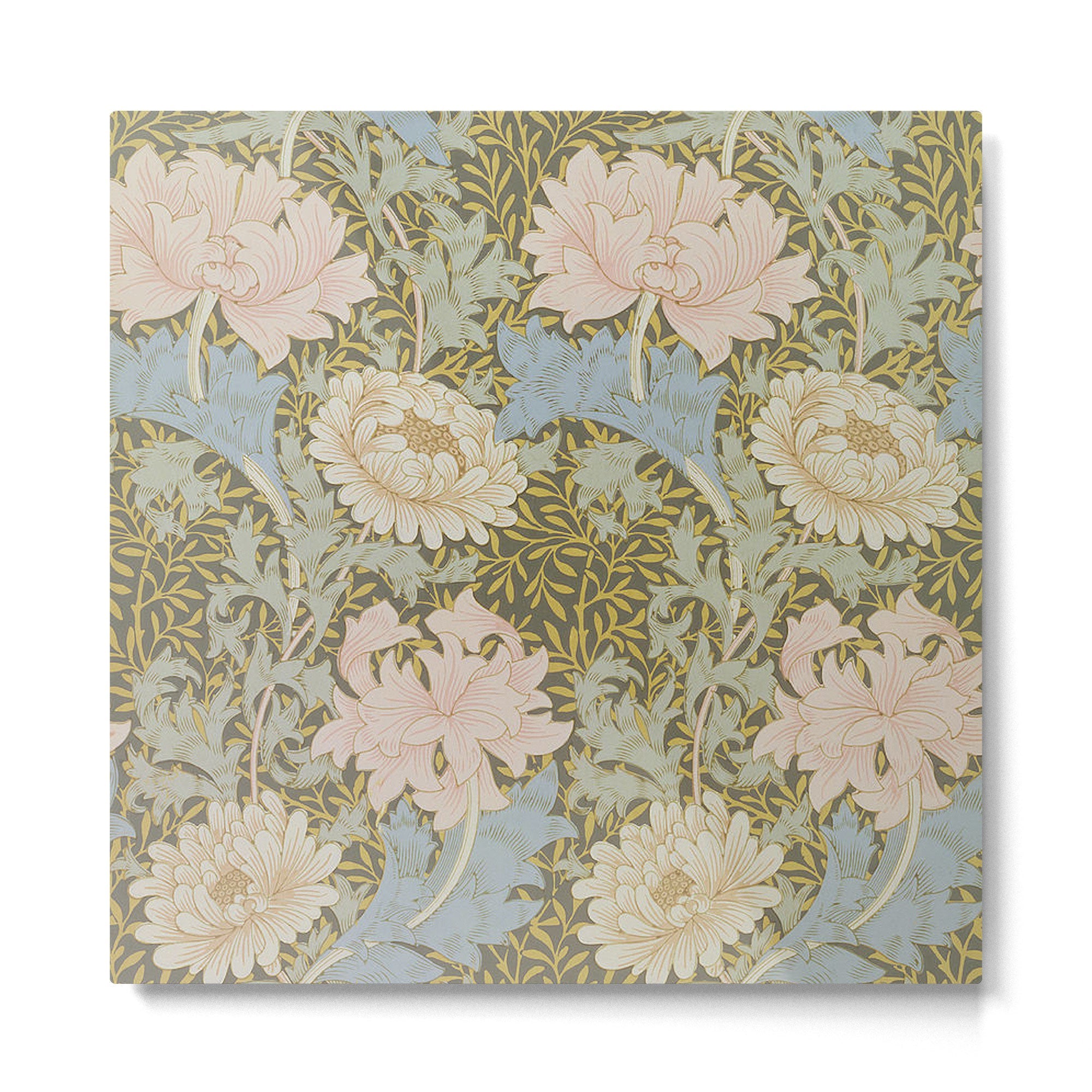 William Morris Vintage Chrysanthemum Pastel Pink Gold Blue 1876  Metal Print