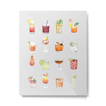 Classic Watercolor Cocktails Drinks Metal Print