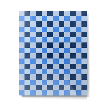 French Ocean Blue Checks Pattern Metal Print