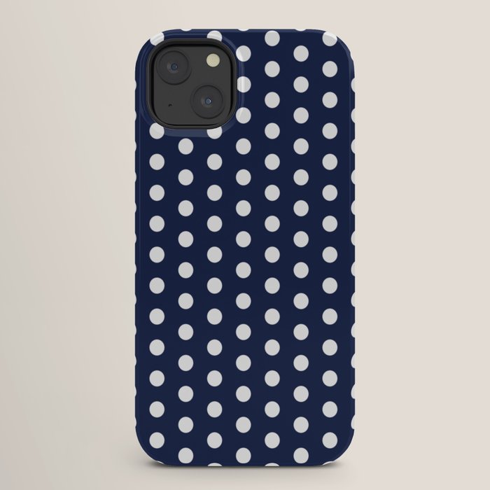 Navy Blue Polka Dots Minimalist Line Drawing iPhone Case