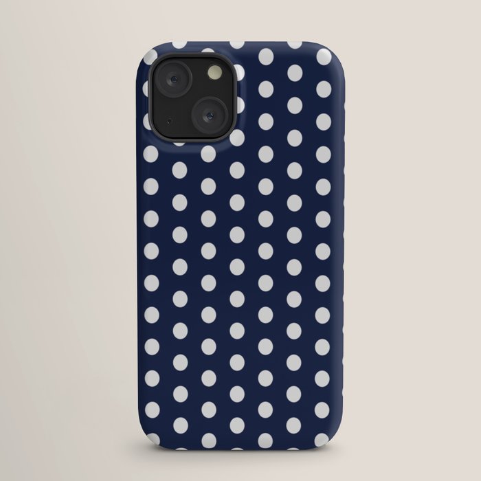 Navy Blue Polka Dots Minimalist Line Drawing iPhone Case
