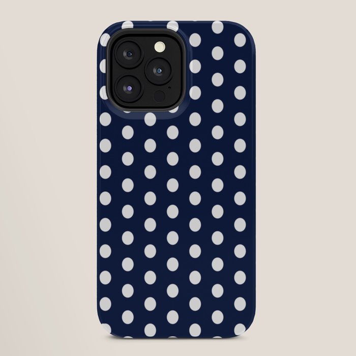 Navy Blue Polka Dots Minimalist Line Drawing iPhone Case