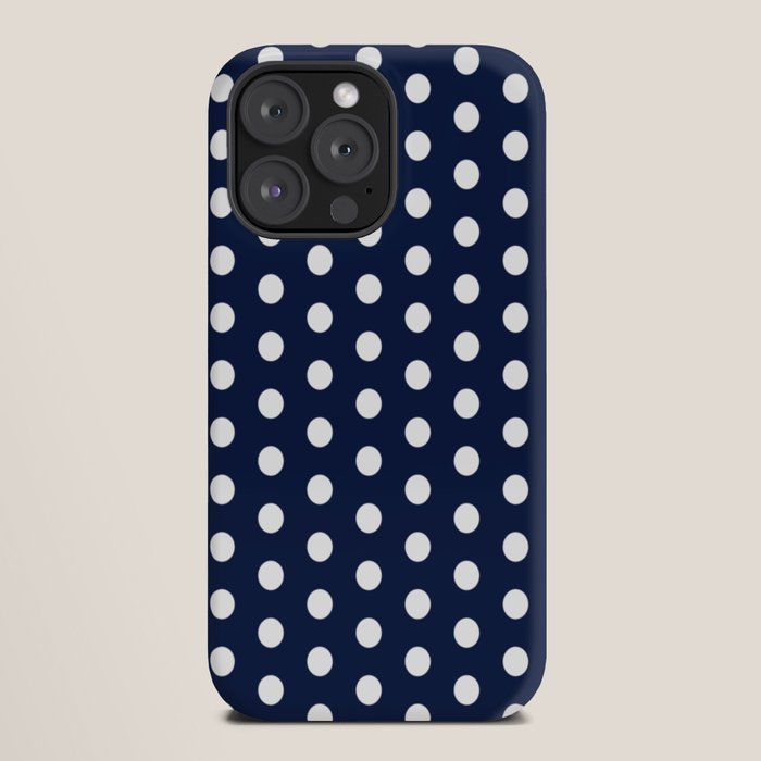Navy Blue Polka Dots Minimalist Line Drawing iPhone Case