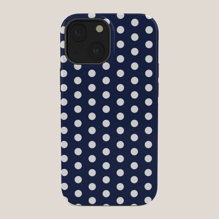 Navy Blue Polka Dots Minimalist Line Drawing iPhone Case