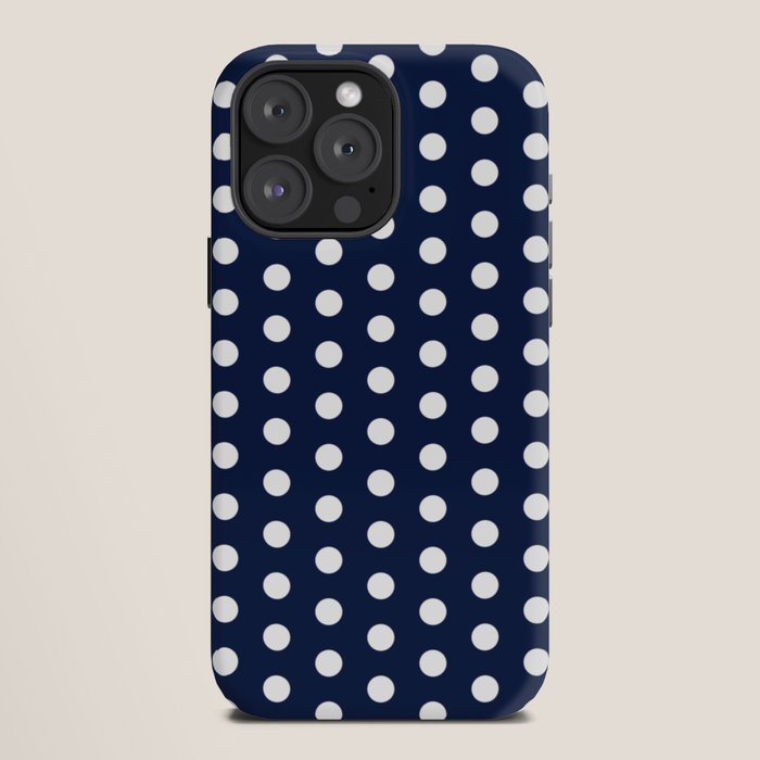 Navy Blue Polka Dots Minimalist Line Drawing iPhone Case