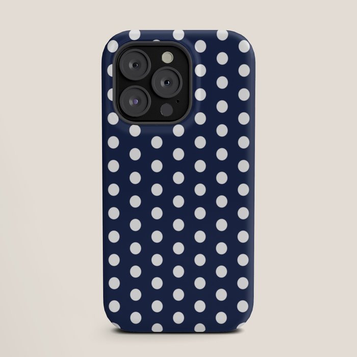 Navy Blue Polka Dots Minimalist Line Drawing iPhone Case