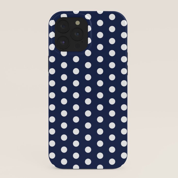 Navy Blue Polka Dots Minimalist Line Drawing iPhone Case