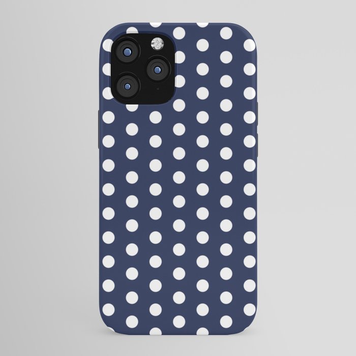 Navy Blue Polka Dots Minimalist Line Drawing iPhone Case