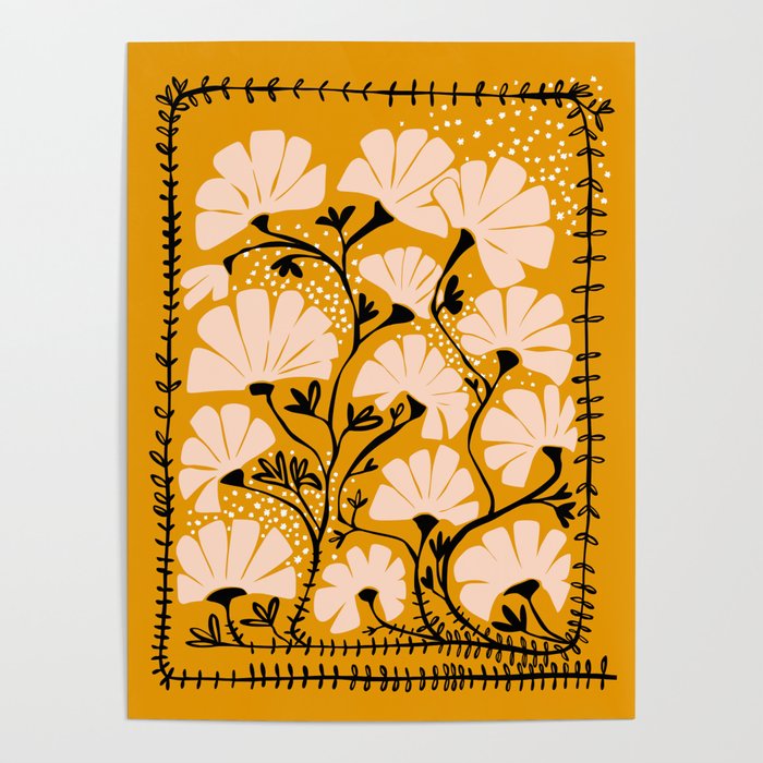 Ever blooming good vibes mustard yellow Poster