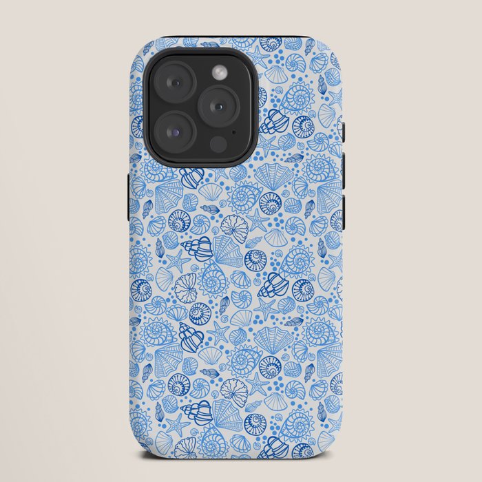 Vintage pastel Blue White Tropical Seashell Retro Boho Coastal Beach Vibe iPhone Case