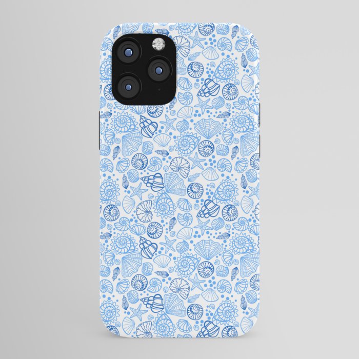 Vintage pastel Blue White Tropical Seashell Retro Boho Coastal Beach Vibe iPhone Case