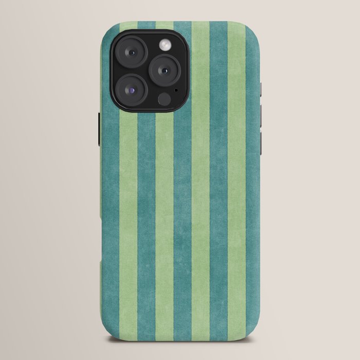 STRIPES - 005 - teal and green iPhone Case