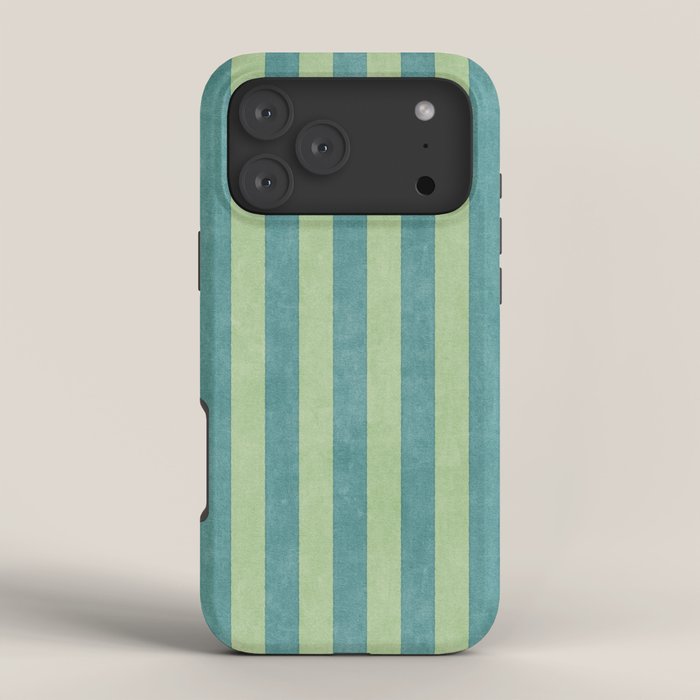 STRIPES - 005 - teal and green iPhone Case