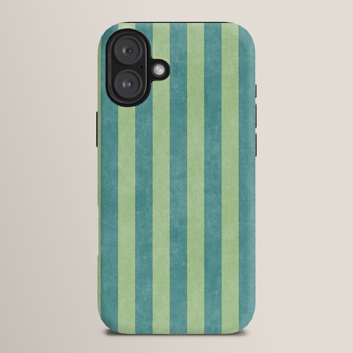 STRIPES - 005 - teal and green iPhone Case