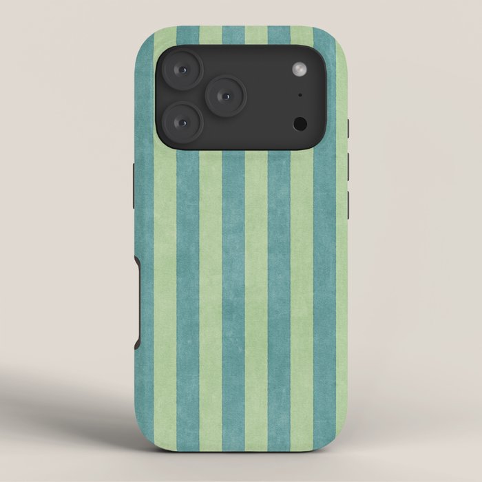 STRIPES - 005 - teal and green iPhone Case