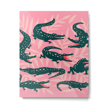 Alligator Collection - Pink & Teal Metal Print