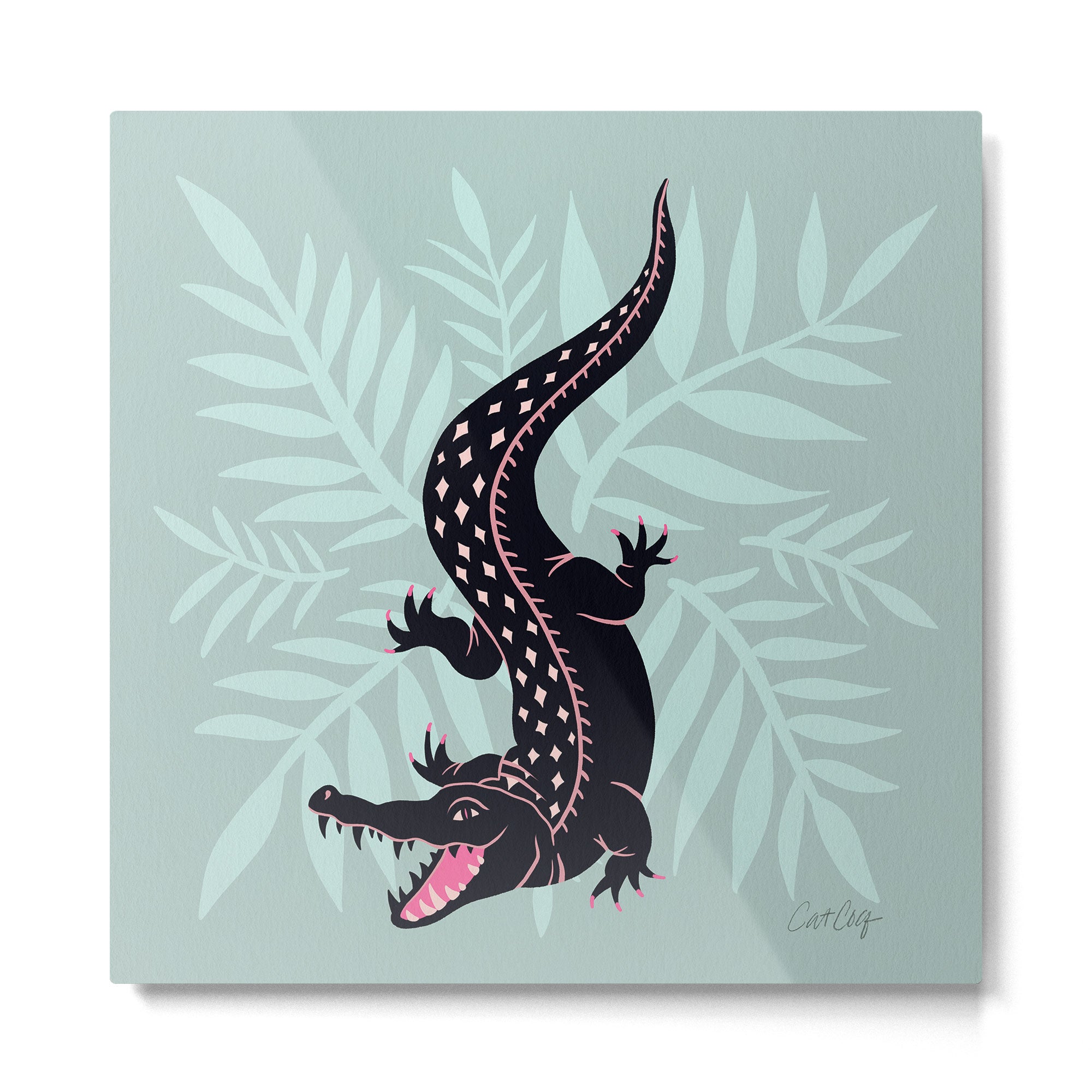 Crocodile - Mint Metal Print