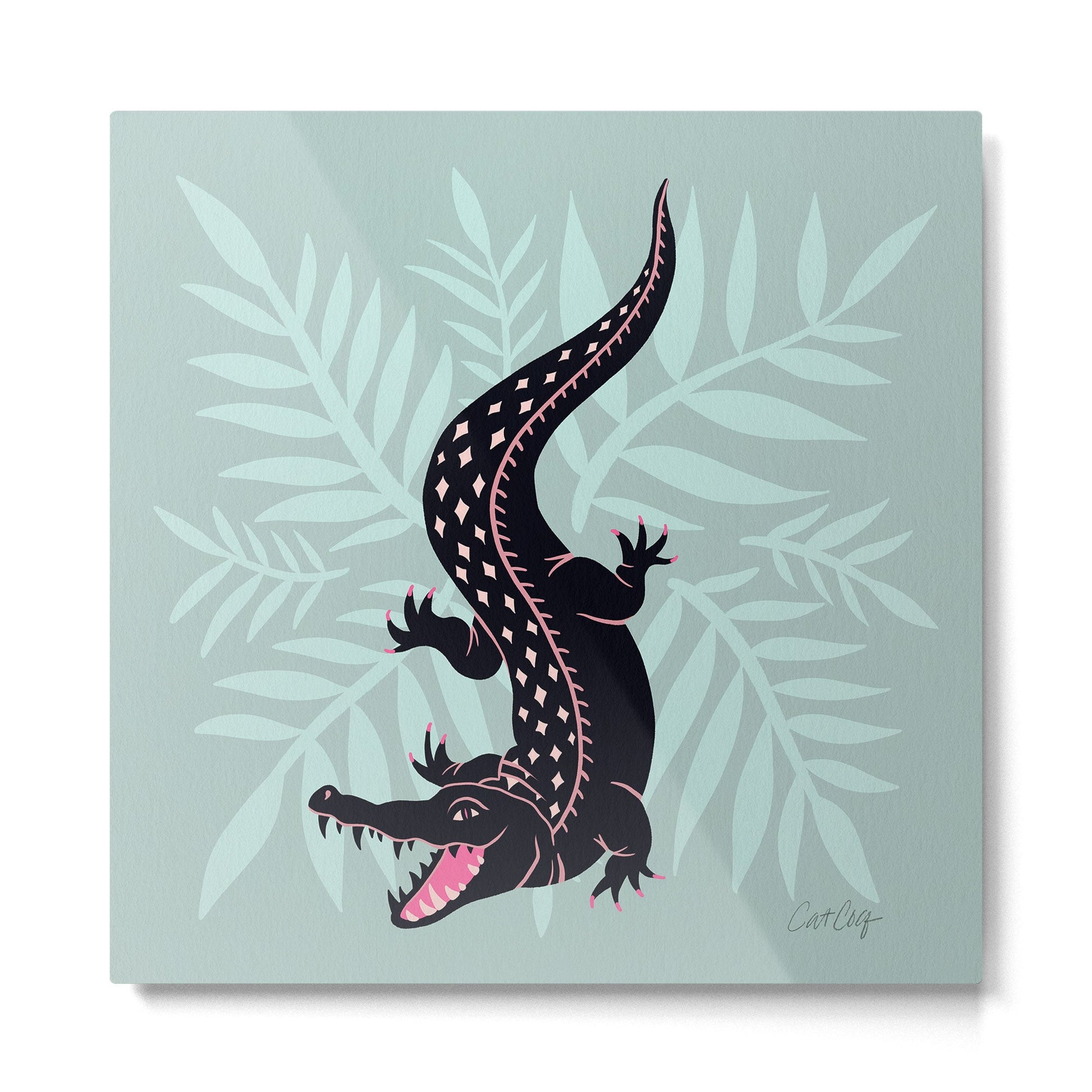 Crocodile - Mint Metal Print