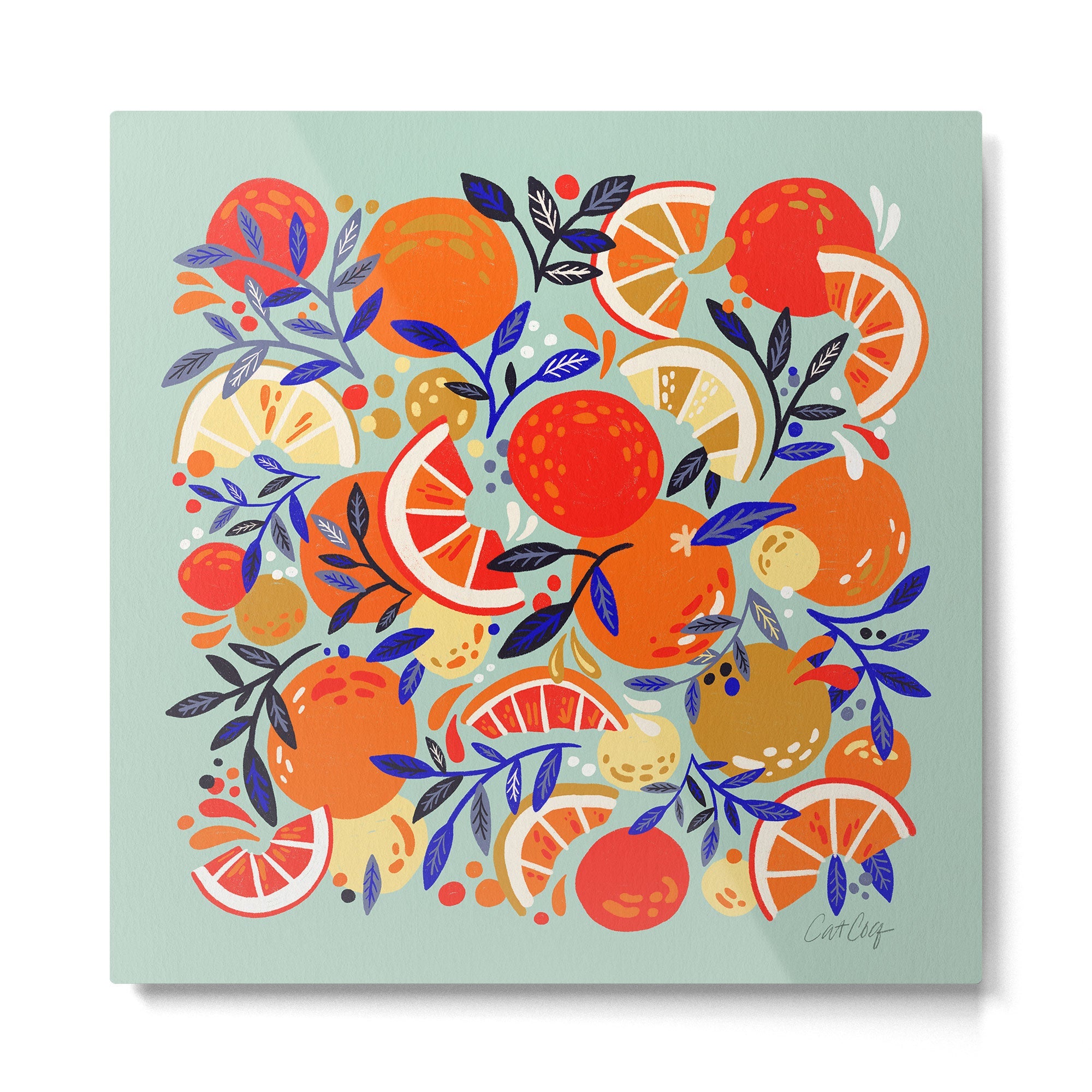 Fresh Citrus Mesh - Mint Metal Print