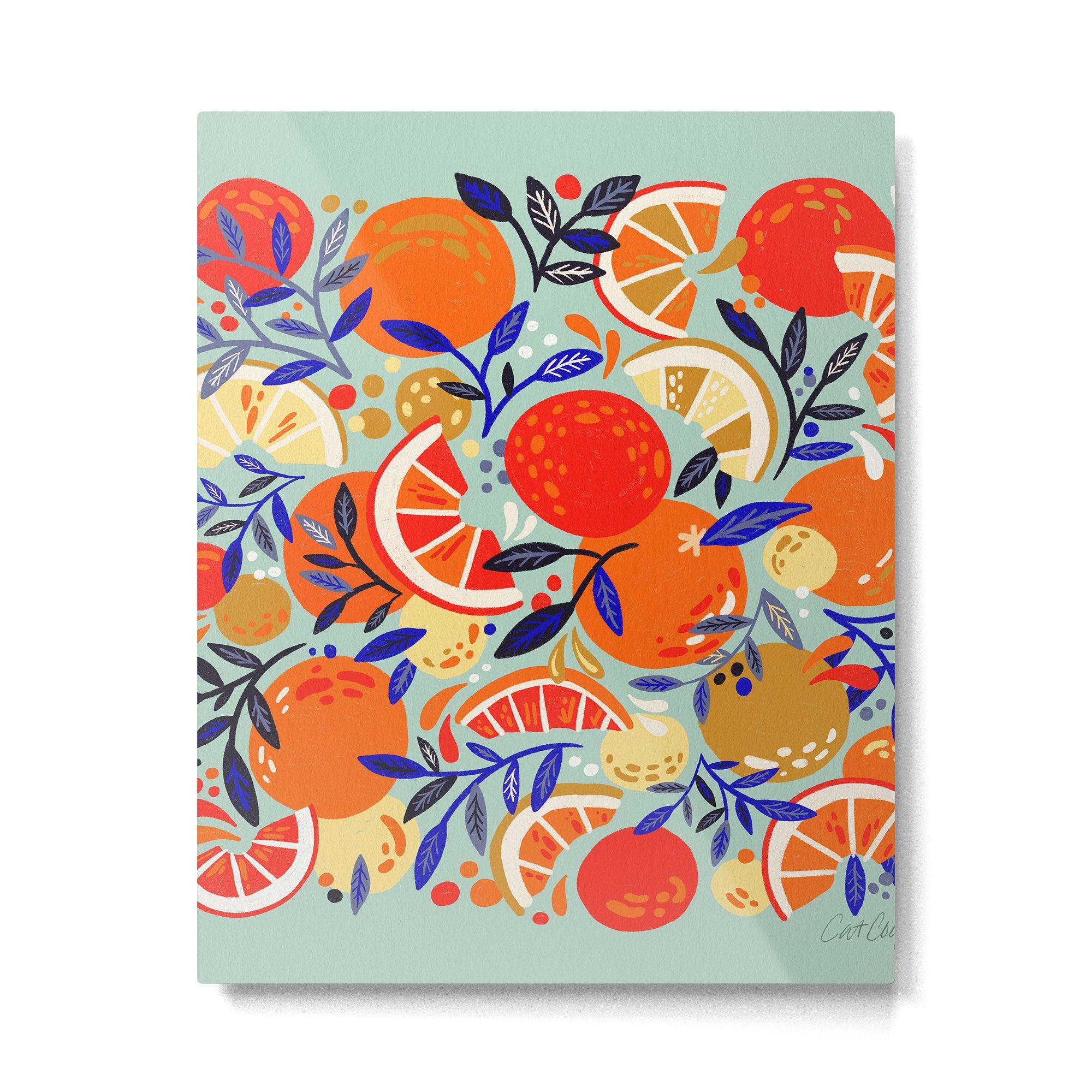 Fresh Citrus Mesh - Mint Metal Print