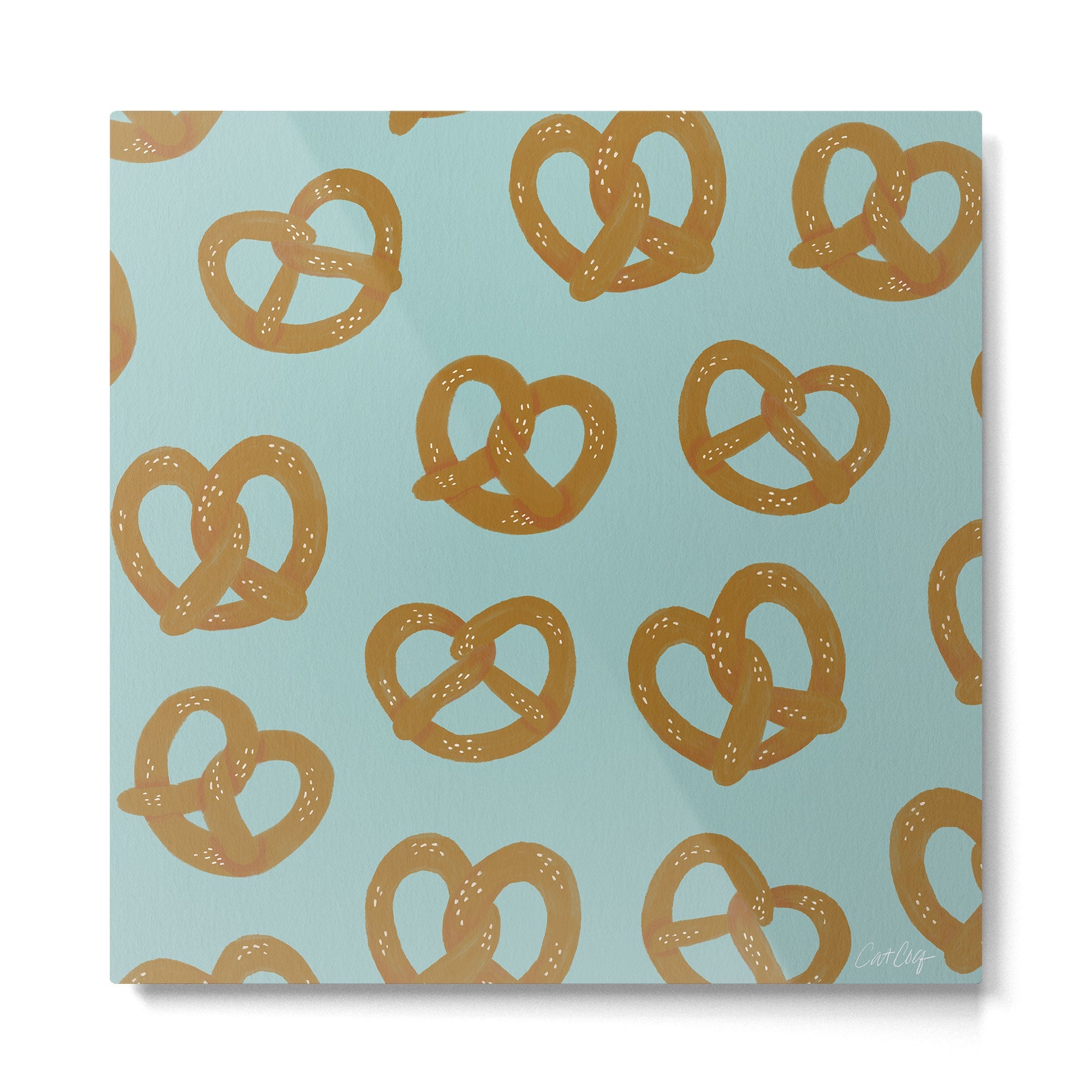 Pretzel Pattern - Mint Metal Print