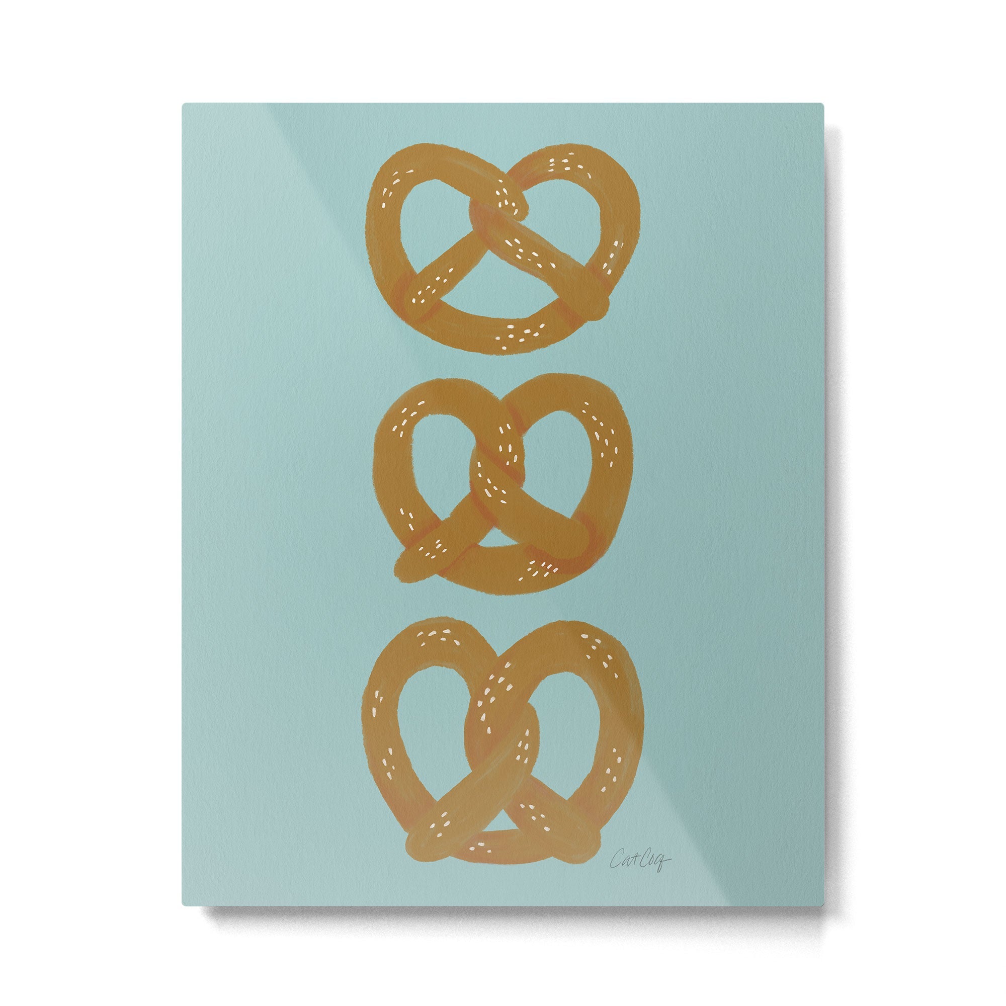 Pretzel Pattern - Mint Metal Print