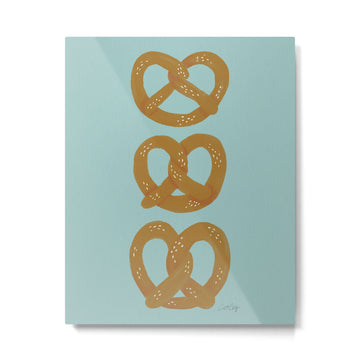 Pretzel Pattern - Mint Metal Print