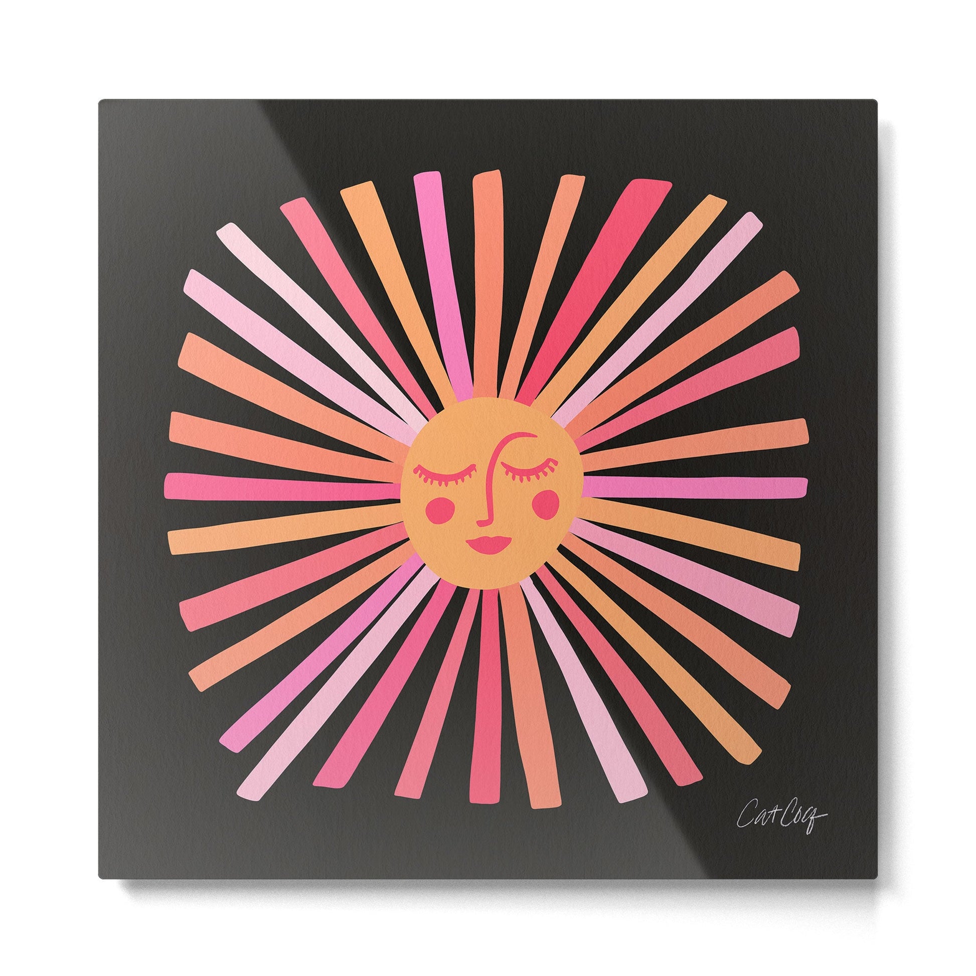 Sunshine - Pink on Charcoal Metal Print