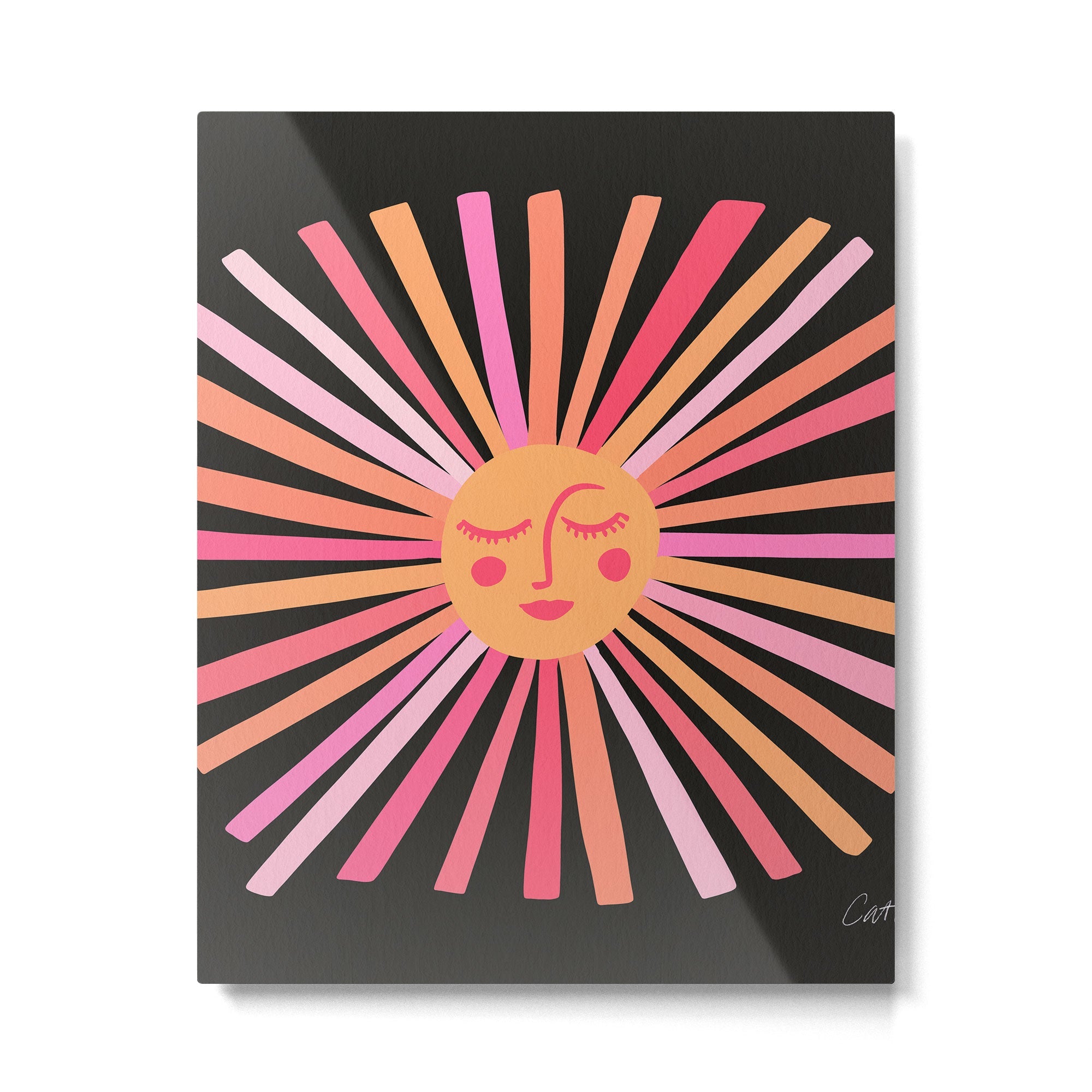 Sunshine - Pink on Charcoal Metal Print
