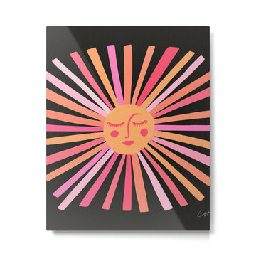 Sunshine - Pink on Charcoal Metal Print